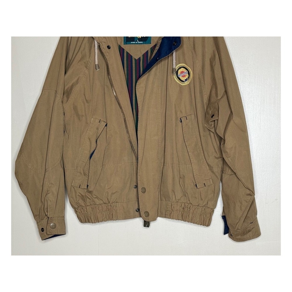 Vintage Dunbrooke Chrysler Windbreaker Jacket Tan Oversized 90s L - Picture 4 of 8